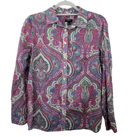 Talbots Tops - Talbots Floral And Paisley Light Weight Button Shirt Size Medium Petite